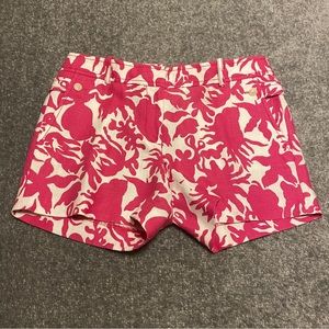 J Crew Womens Shorts Sz 2 Linen Pink Print City Fit